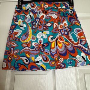 Tracy Negoshian Teal Floral Paisley Mini Skirt